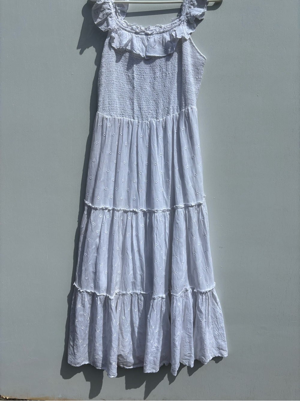Old Navy White Smocked Ruffle Tiered Maxi Dress NWT Women’s Cottagecore Sundress - Picture 9 of 9